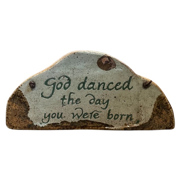 Handmade God Danced The Day When U Were Born Ceramic Plaque With Leather‎ String - Picture 2 of 4